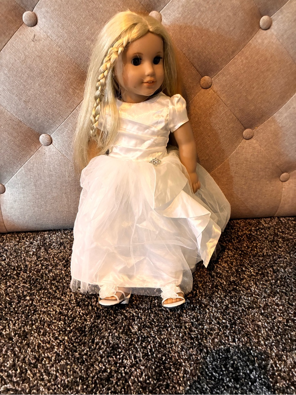 American Girl Fancy White Doll Dress With Nice Shoes (Doll Not Included)
